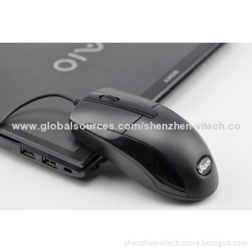 Ergonomic Design Black Wired 3D Optical Mouse with 1,000dpi Optical Sensor